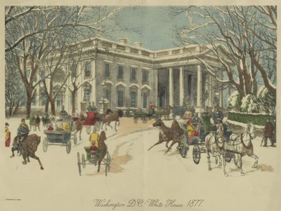 La Maison Blanche, Washington D.C. 1877 (lithographie en couleur) - Currier and Ives