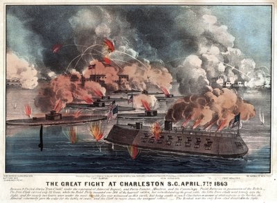 Le grand combat à Charleston S.C. le 7 avril 1863 - Currier and Ives