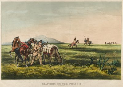 Trappeurs sur la prairie / Paix ou guerre ? 1866 - Currier and Ives