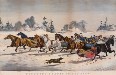 "Trotting Cracks" sur la neige - Currier and Ives