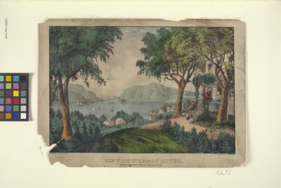 Vue sur la rivière Hudson, de la maison de Ruggle à Newburgh - N. and Ives J.M. (1824 95) Currier