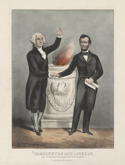 Washington et Lincoln. Le père et le sauveur de notre pays, vers 1865 - Currier and Ives