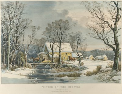 Hiver à la campagne, le vieux moulin Griest - Currier and Ives