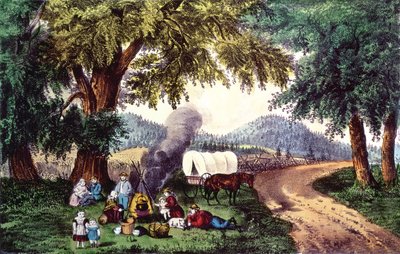 Une halte au bord du chemin - N. and Ives, J.M. Currier