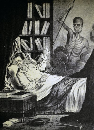 Illustration de Currier & Ives du 19ème siècle. Le mauvais homme à l
