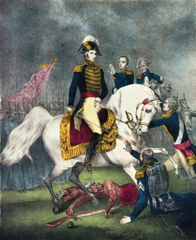 Le général William H. Harrison (1773-1841) à la bataille de Tippecanoe, 1840 - N. and Ives, J.M. Currier