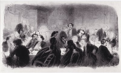 Lithographie anonyme représentant des personnalités littéraires et artistiques des années 1850 - Nadar