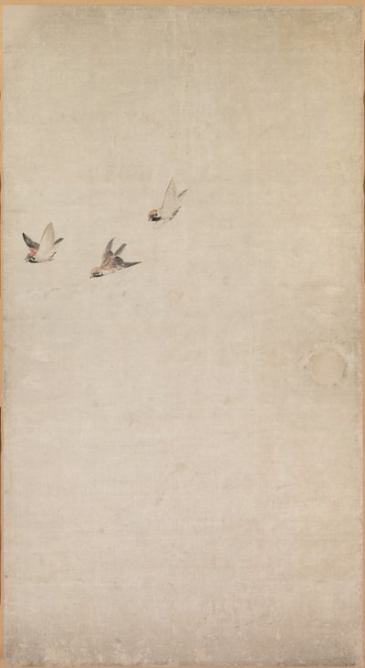 Chiots, Moineaux et Chrysanthèmes - Nagasawa Rosetsu