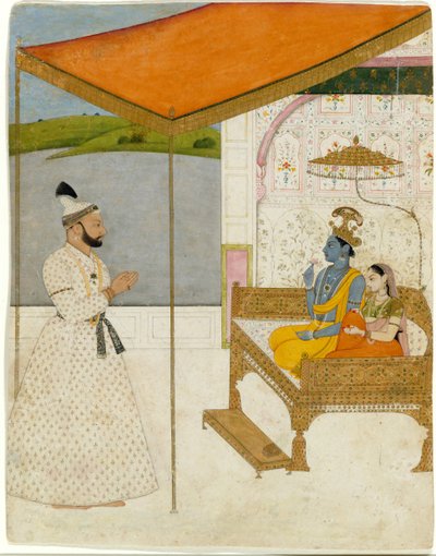 Vision de Krishna et Radha par Raja Balwant Singh - Nainsukh