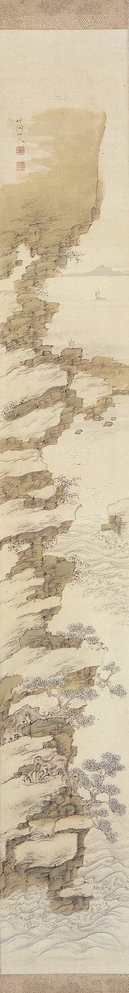Paysage de falaise avec bateaux - Nakabayashi Chikkei