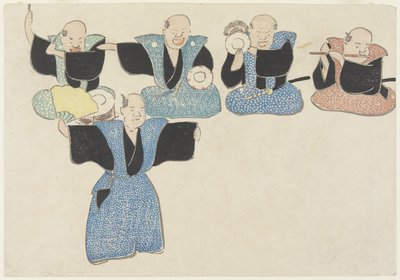 Danseur et quatre musiciens, 18e-19e siècle - Nakamura Hochu
