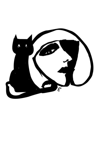Catty Monday Cat, 2021 (Encre sur la carte) - Nancy Moniz Charalambous