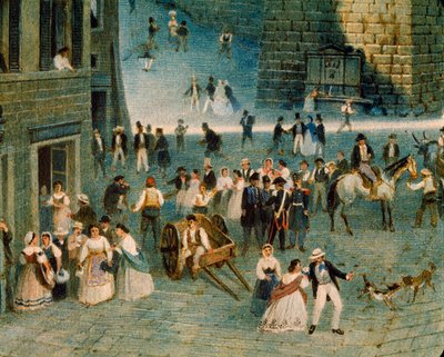 Fête sur la place Grimana à Pérouse, par Napoleone Verga (1833-1916) - Napoleone Verga