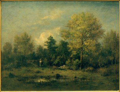 Paysage avec étang dans la forêt - Narcisse Diaz de la Pena