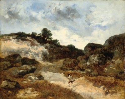 Avant la tempête, un personnage sur la route rocheuse vers Jean-de-Paris - Narcisse Virgile Diaz de la Peña