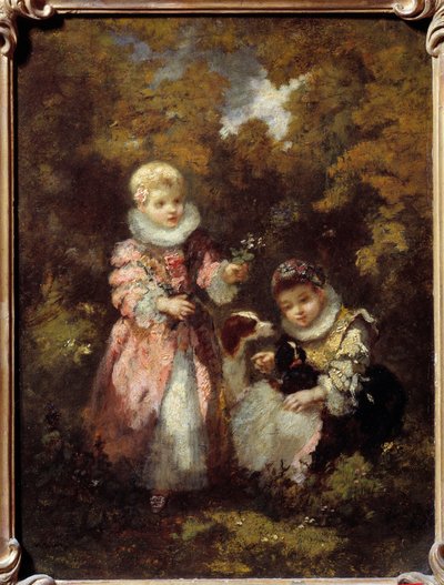 Enfants et chiens - Narcisse Virgile Diaz de la Peña