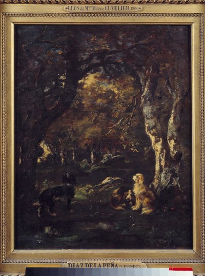 Chiens dans la forêt - Narcisse Virgile Diaz de la Peña