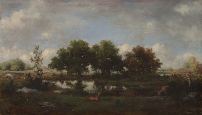 Paysage forestier avec cerfs - Narcisse Virgile Diaz de la Peña