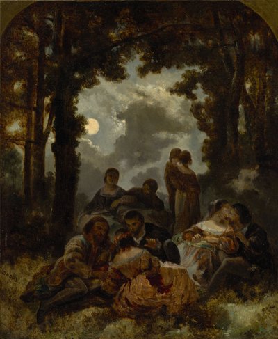 Société en plein air au clair de lune - Narcisse Virgilio Diaz de la Peña