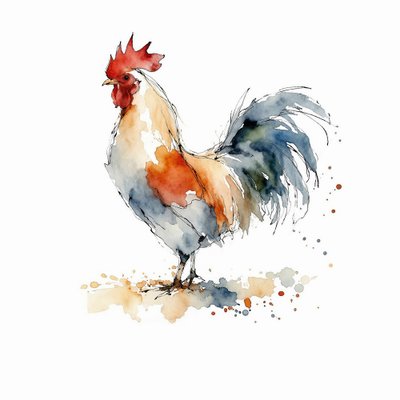 Coq de ferme coloré - Natalie Bruns
