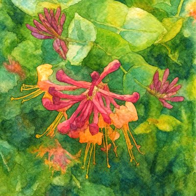 Fleurs colorées de chèvrefeuille - Natalie Bruns