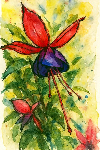 Fleur aquarelle fuchsia - Natalie Bruns