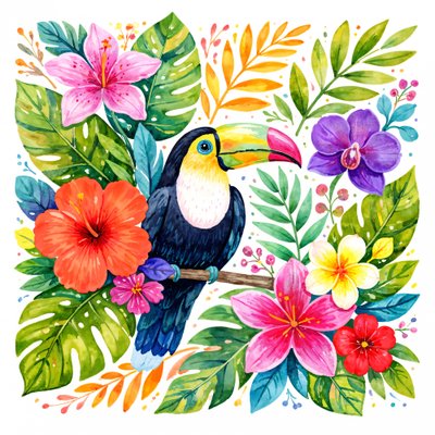 Toucan de la jungle aux couleurs vives - Natalie Bruns