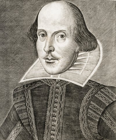 Portrait de William Shakespeare sur la page de titre des Comédies, histoires et tragédies i... - Nathan Benn