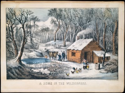 Une maison dans le désert, 1870 - Currier and Ives