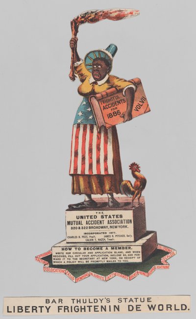 Statue de Bar Thuldy : La Liberté Effrayant le Monde - Currier and Ives