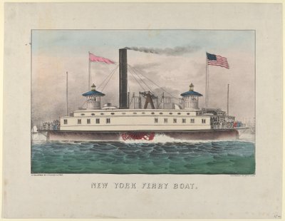 Bateau de ferry de New York, vers 1860-65. Créateurs : Nathaniel Currier, James Merritt Ives, Currier et Ives - Currier and Ives