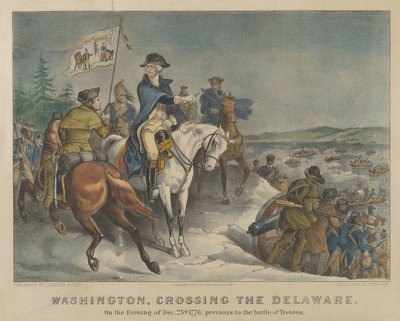 Washington traversant le Delaware le soir du 25 décembre 1776, avant la bataille - Currier and Ives