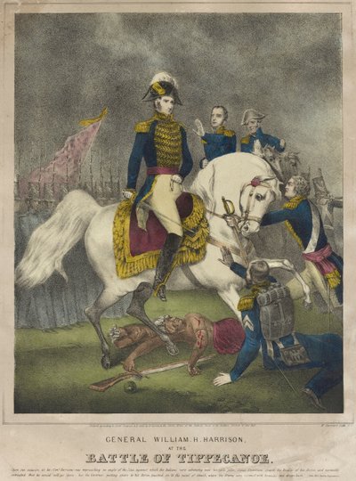 Le général William H. Harrison à la bataille de Tippecanoe - Nathaniel Currier