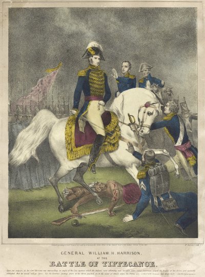 Le général William H. Harrison à la bataille de Tippecanoe - Nathaniel Currier