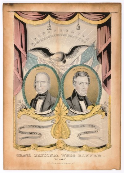 Grand National Whig Banner, "Onward" (En avant) - Nathaniel Currier