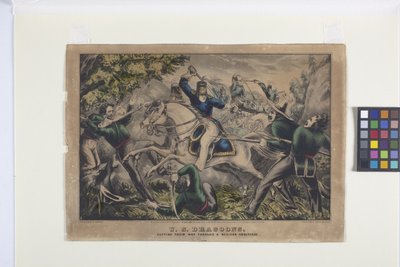 Dragons américains, se frayant un chemin à travers une embuscade mexicaine - Nathaniel Currier