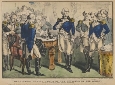 Washington prenant congé des officiers de son armée à la taverne de Francis, Broad Street, New York - Nathaniel Currier