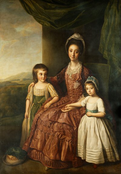 Portrait de groupe de Mary, comtesse de Darnley et de ses enfants, Lord Clifton et Lady Mary Bligh, tous en pied - Nathaniel Dance Holland