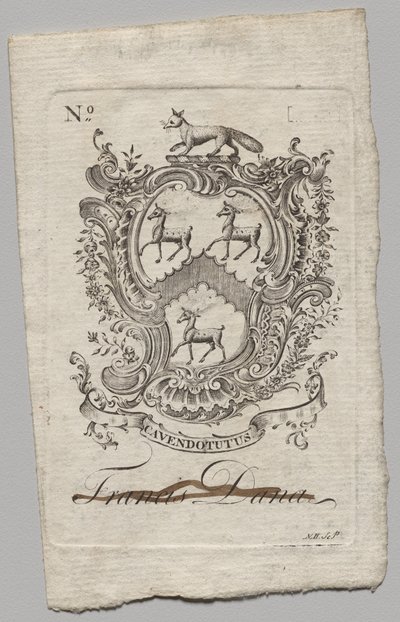 Ex-libris : Armoiries avec inscription de Francis Dana - Nathaniel Hurd