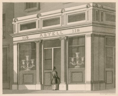 Façade de magasin pour Astell, entrepôt de vins et spiritueux, Grafton Street, Tottenham Court Road - Nathaniel Whittock