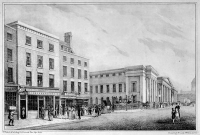 Vue le long de Aldersgate Street et St Martin-le-Grand vers la cathédrale St Paul, vers 1830 - Nathaniel Whittock