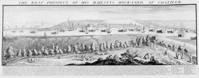 La perspective ouest du chantier naval de Sa Majesté à Chatham, 1738 - Nathaniel and Samuel Buck
