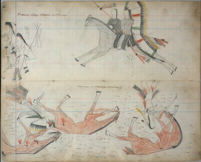 Cheyennes repoussés et blessés, c.1877-79 - Native American