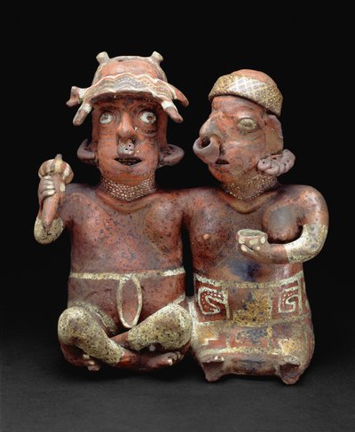 Couple assis, 200 av. J.-C. - 300 après J.-C. (céramique et pigment) - Nayarit Nayarit