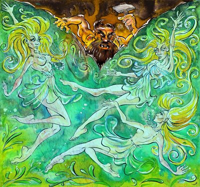 Alberich et les Filles du Rhin - illustration de 
