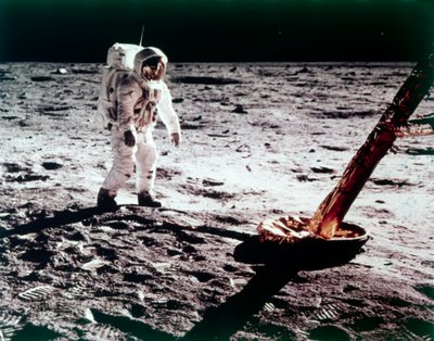 Buzz Aldrin près du pied du module lunaire sur la Lune, mission Apollo 11, juillet 1969 - Neil Armstrong