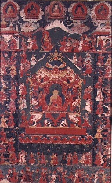 Bouddha inaugurant la pratique de recevoir des aumônes, de 