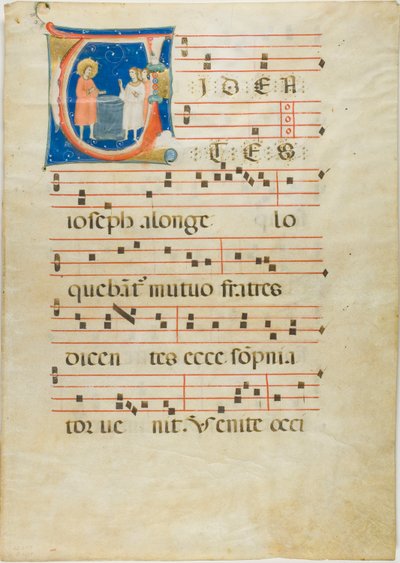 Joseph et ses frères au puits, initiale V d