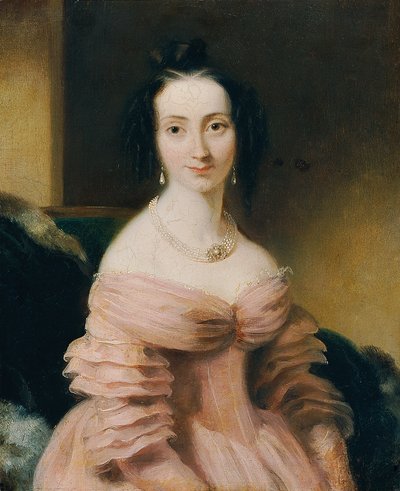 Dame en robe bordeaux - Leopold Blonder