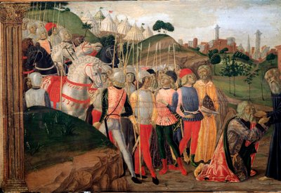 Totila, roi des Ostrogoths visitant Benoît de Nursie (détail) - Neroccio di  Landi